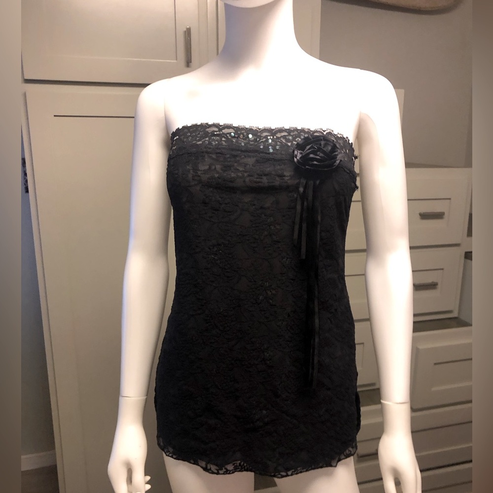 Size medium Passport stretch lace tube top with sequins around top